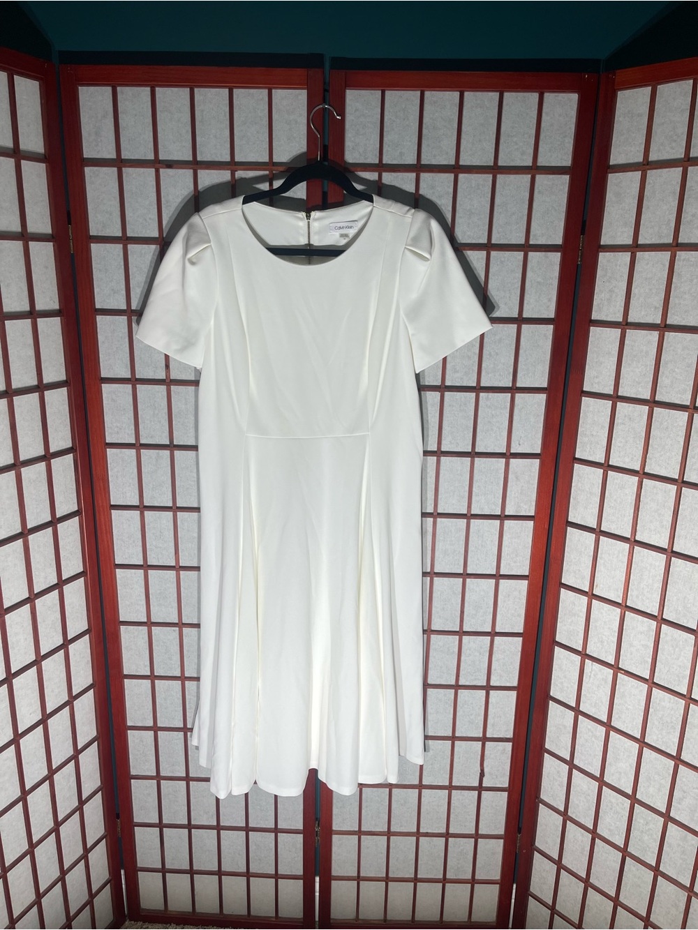 Calvin Klein Ivory Midi A-Line Dress